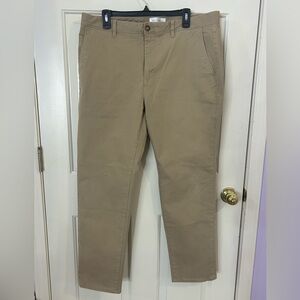 Mott and Bow Pants Mens 36x30 Twill Chino Cotton Flat Front Charles Khaki
